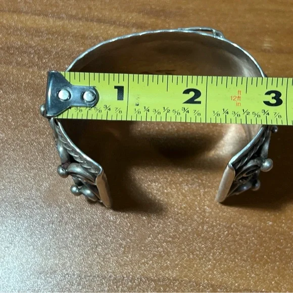 VTG Native American Navajo Ornate Sterling Silver Cuff Bracelet Signed 148.8g
